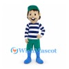 Boy Mascot Costume with Striped Shirt and Green Shorts