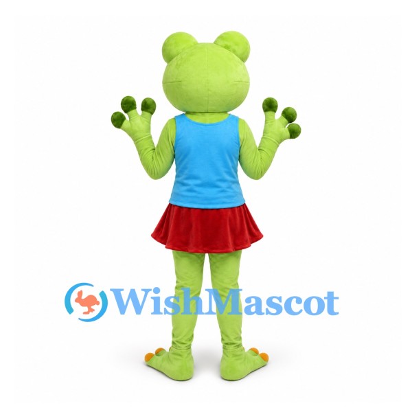Frog Mascot Costume with Blue Top and Red Skirt
