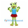 Frog Mascot Costume with Blue Top and Red Skirt