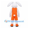 Rabbit Mascot Costume in White with Orange Sports Outfit