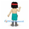 Jungle Boy Mascot Costume with Red Headband and Green Wrap