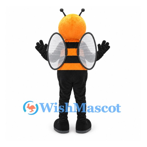 Bee Mascot Costume in Orange and Black with Large Wings