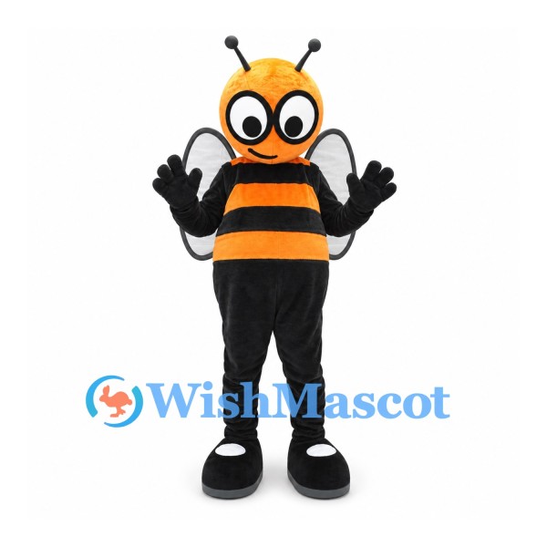 Bee Mascot Costume in Orange and Black with Large Wings