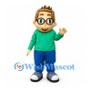 Boy Mascot Costume with Round Glasses and Green Sweater