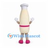Milk Bottle Mascot Costume with Pink Bow and Chef Hat
