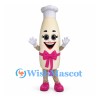 Milk Bottle Mascot Costume with Pink Bow and Chef Hat