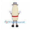 Milk Bottle Mascot Costume with Gray Hat and Red Scarf