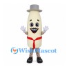 Milk Bottle Mascot Costume with Gray Hat and Red Scarf