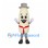 Milk Bottle Mascot Costume with Gray Hat and Red Scarf