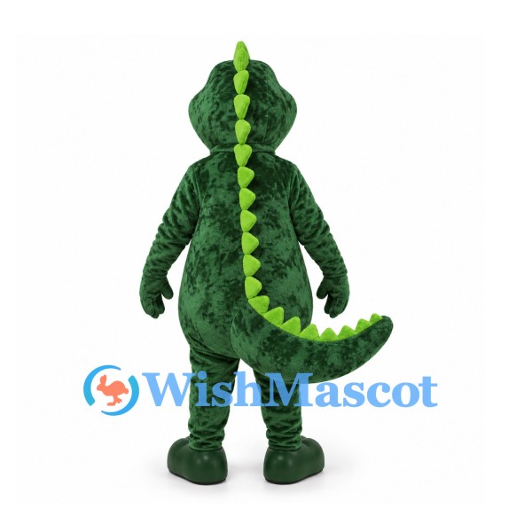 Dinosaur Mascot Costume in Green with Yellow Belly