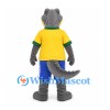 Crocodile Mascot Costume with Yellow Jersey and Blue Shorts
