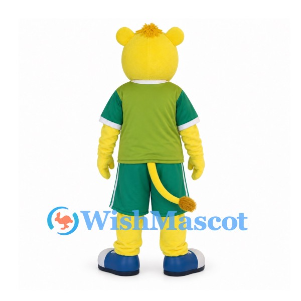Leopard Mascot Costume in Yellow with Green Sports Uniform