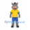 Wild Boar Mascot Costume with Yellow Shirt and Blue Shorts
