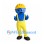 Construction Mascot Costume in Blue with Yellow Overalls