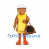 Bird Mascot Costume in Brown with White Hat and Satchel
