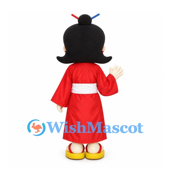 Girl Mascot Costume with Red Kimono and White Sash