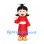 Girl Mascot Costume with Red Kimono and White Sash