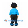 Boy Mascot Costume with Blue Shirt and Black Pants