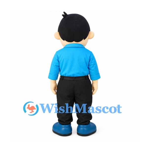 Boy Mascot Costume with Blue Shirt and Black Pants