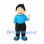 Boy Mascot Costume with Blue Shirt and Black Pants