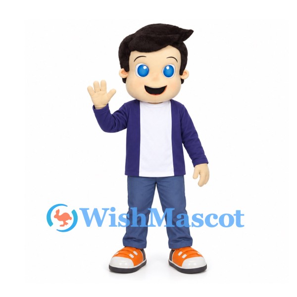 Boy Mascot Costume with Navy Jacket and White Shirt