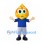 Flame Mascot Costume with Blue Shirt and Gray Shorts