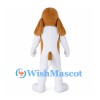Beagle Mascot Costume with White Body and Brown Ears
