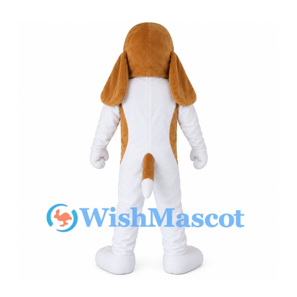 Beagle Mascot Costume with White Body and Brown Ears
