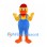 Duck Mascot Costume with Red Cap and Blue Overalls