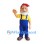 Grandfather Mascot Costume with Red Cap and Blue Overalls