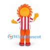 Sun Mascot Costume with Sunglasses and Red Striped Shirt