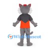 Cat Mascot Costume in Gray with Black and Orange Shirt