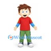 Boy Mascot Costume with Red Layered Shirt and Green Pants