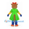 Cat Mascot Costume with Green Dress and Orange Bow