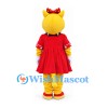 Cat Mascot Costume in Yellow with Red Dress and Bow