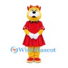 Cat Mascot Costume in Yellow with Red Dress and Bow