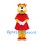 Cat Mascot Costume in Yellow with Red Dress and Bow