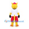 Cat Mascot Costume in Yellow with White Shirt and Red Shorts