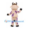 Cow Mascot Costume with Purple Spots and Purple Muzzle