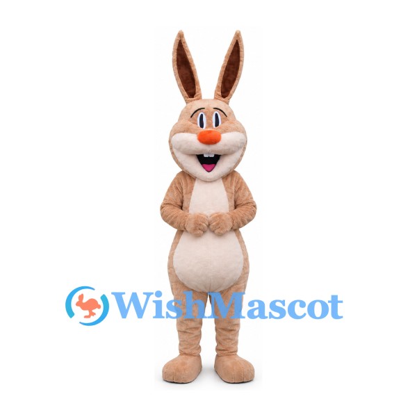 Rabbit Mascot Costume in Beige with Long Ears