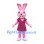 Rabbit Mascot Costume in Pink with Burgundy Dress