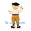 Storybook Boy Mascot Costume with Black Beret and Brown Pants