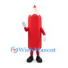 Pencil Mascot Costume in Red with Smiling Face
