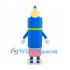 Pencil Mascot Costume in Blue with Green and Yellow Neckline