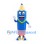 Pencil Mascot Costume in Blue with Green and Yellow Neckline
