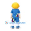 Boy Mascot Costume with Blue Sports Uniform and Multicolor Stripes