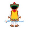 Fiesta Musician Mascot Costume with Sombrero and Yellow Poncho