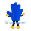 Hand Mascot Costume in Blue with Yellow Fingertips and Shoes