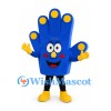 Hand Mascot Costume in Blue with Yellow Fingertips and Shoes