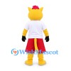 Cat Mascot Costume in Yellow with Red Shorts and Black Bow Tie